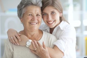 Young woman with grandmother.